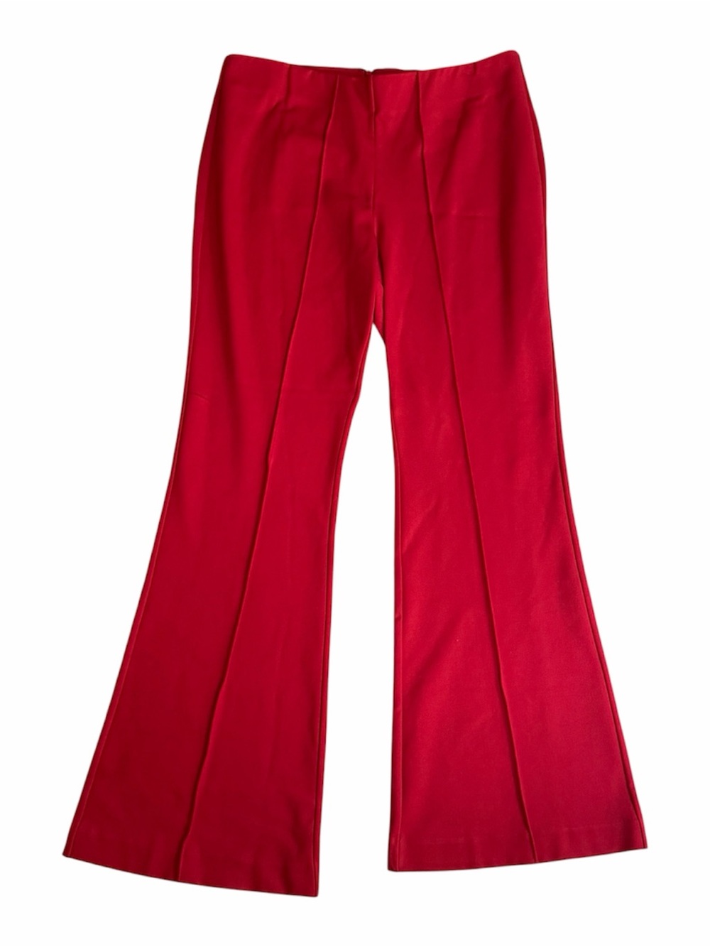 Mayes NYC pointe yoga flare trouser with pintuck front seams bright red 14 NWT